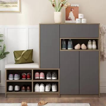 Witte Schoenenbank met Kast en Verstelbare Planken, Huis en Inrichting, Kasten | Schoenenkasten, Verzenden, Nieuw