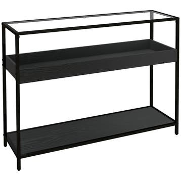 TRUUSK Console Tafel met Glazen Plaat - Stalen Frame - 2 Pla, Huis en Inrichting, Kasten | Ladekasten, Verzenden, Nieuw