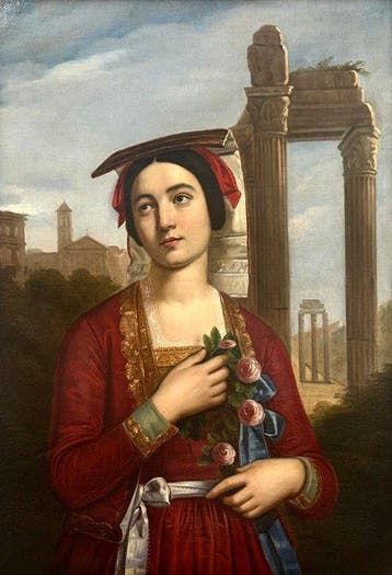 Italiaanse school (XIX) - Ritratto di giovane donna con