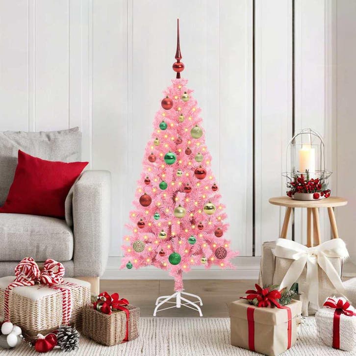 vidaXL Kerstboom Roze 120 cm PVC, Diversen, Kerst, Nieuw, Verzenden