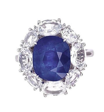 Ring Platina - 7.56ct. tw. Saffier - Saffier - Natuurlijke, Nieuw