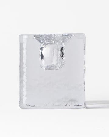HEMA Kandelaar 5x5cm Kub glas gehamerd transparant, Verzenden, Nieuw