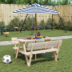 Picknicktafel voor 4 kinderen met parasol massief vurenhout, Tuin en Terras, Verzenden, Nieuw