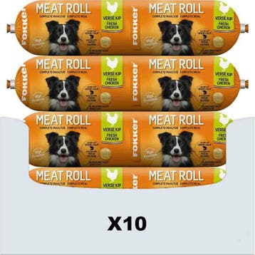 10x Fokker Meat Roll Hondenvoer Nat Kip - Zalm 800 gr, Verzenden, Hond