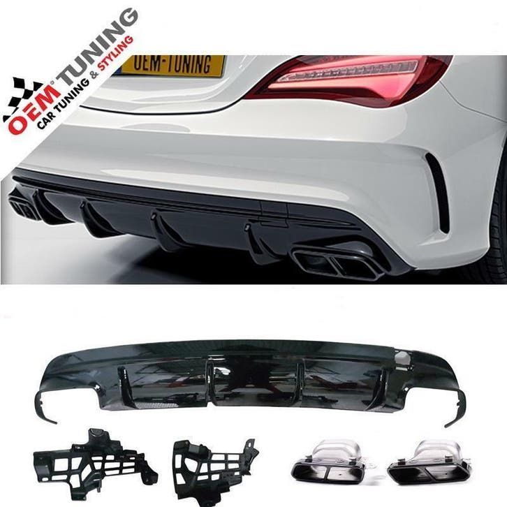 CLA W117 A45 AMG LOOK DIFFUSER | 2013-2018 | HOOGGLANS ZWART, Auto-onderdelen, Carrosserie en Plaatwerk, Nieuw, Mercedes-Benz