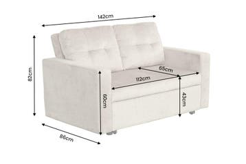 Slaapbank SMART 140cm 2-zits fluweel grijs, Ophalen of Verzenden, Nieuw