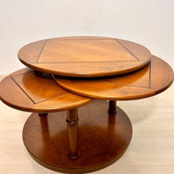 Salontafel - Hout - ronde met roterende plateaus