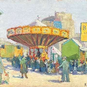 Franse school (XX) - La fête foraine et le manège (Vendu