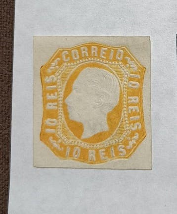 Portugal 1862/1864 - D. Luís I. 10 gele reales. Atheneu do, Gestempeld