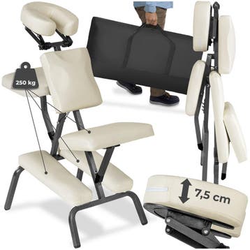 Massagestoel van imitatieleer - beige, Sport en Fitness, Verzenden, Nieuw