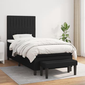 vidaXL Boxspring met matras stof zwart 90x200 cm, 90 cm, Eenpersoons, Verzenden, Zwart
