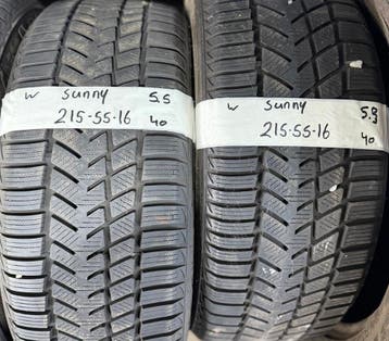 2x 215-55-16 Sunny Winter 2x 5.5mm €40 Per Band 215 55 16, Ophalen, 16 inch, Winterbanden, Band(en)