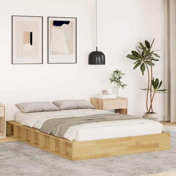 vidaXL Bedframe zonder matras 120x200 cm massief hout eiken, Huis en Inrichting, Slaapkamer | Bedden, Bruin, Verzenden, Nieuw