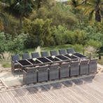 vidaXL 15-delige Tuinset met kussens poly rattan grijs, Verzenden, Nieuw, 4 zitplaatsen, Tuinset