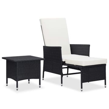 vidaXL 2-delige Loungeset met kussens poly rattan zwart, Verzenden, Nieuw, 2 zitplaatsen, Loungeset