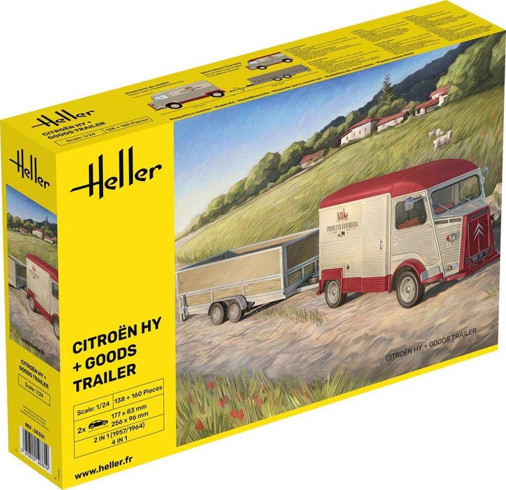 Heller 50331 Citroen HY + Goods Trailer Bouwpakket Schaal, Hobby en Vrije tijd, Modelbouw | Auto's en Voertuigen, Overige typen