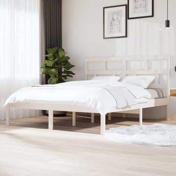 vidaXL Bedframe massief hout wit 180x200 cm, Eenpersoons, Verzenden, Wit, Nieuw