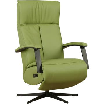 Groene leren relaxfauteuil, Ophalen of Verzenden, Nieuw, Leer