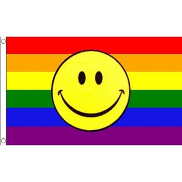 Regenboog gevelvlag met smiley - Regenboog thema, Ophalen of Verzenden, Nieuw