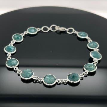 Zilver - Armband - Natuurlijke smaragd