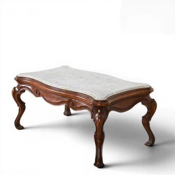 Salontafel - Walnoot, Marmer, Antiek en Kunst