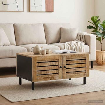 vidaXL Salontafel Naturel 80 x 50 x 40 cm Massief Mango Hout, Huis en Inrichting, Tafels | Salontafels, Verzenden, Nieuw, Overige houtsoorten