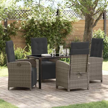 vidaXL Tuin eettafelset 5 st Grijs poly rattan, Verzenden, Nieuw, Rotan, 5 zitplaatsen