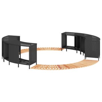 vidaXL Hottub-ombouw poly rattan en massief acaciahout zwart, Tuin en Terras, Verzenden, Nieuw