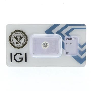 1,11 ct. Briljant geslepen natuurlijke diamant; Kleur I K..., Ophalen of Verzenden, Zo goed als nieuw
