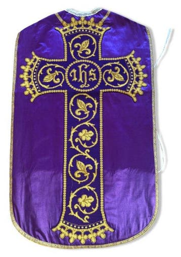 Oude Romeinse chasuble - Borduurwerk - Orfroi - Gouddraad -