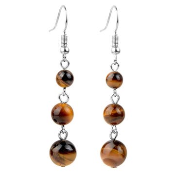 Fako Bijoux - Oorbellen - Natuursteen - 6-8-10mm - Tijgeroog, Verzenden, Nieuw
