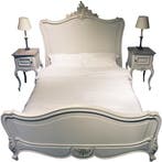 Stel van 2 wit gelakte nachtkastjes met ledikant Frankrijk c, Antiek en Kunst, Ophalen of Verzenden