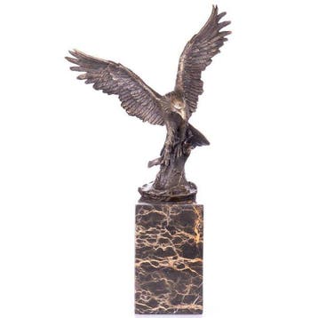 Figuur - Bronzefigur Adler mit Fisch - Brons, Marmer
