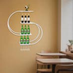 Wand Wijnrek 4 Lagen – Met Glashouder en Wijnopbergruimte, Huis en Inrichting, Woonaccessoires | Wijnrekken, Verzenden, Nieuw