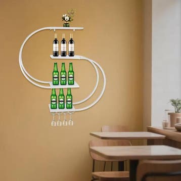 Wand Wijnrek 4 Lagen – Met Glashouder en Wijnopbergruimte, Verzenden, Nieuw