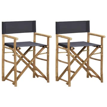 vidaXL Regisseursstoelen 2 st inklapbaar donkergrijs bamboe, Verzenden, Nieuw, Hout