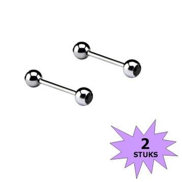 Fako Bijoux - Barbell Piercing - Kristal - 12mm - Zwart - 2, Verzenden, Nieuw