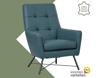 Leren fauteuil Proud - Toledo Whale (blauw/grijs), Nieuw, Ophalen of Verzenden, 75 tot 100 cm, Industrieel, Modern