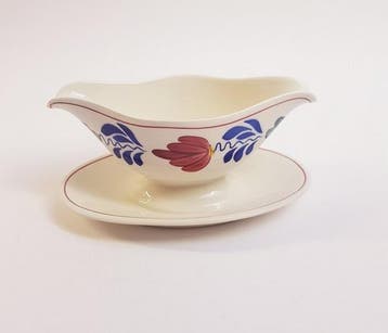 Boerenbont Juskom met vaste schotel (Boerenbont servies), Verzenden, Nieuw, Aardewerk, Kop(pen) en/of Schotel(s)