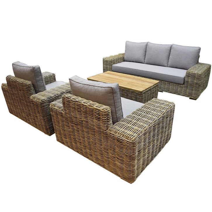 Otava stoel-bank loungeset 4-delig naturel rotan, Tuin en Terras, Tuinsets en Loungesets, Nieuw, Ophalen of Verzenden