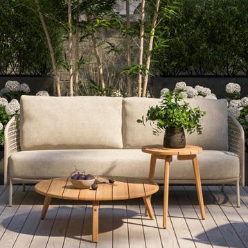 Puccini stoel bank loungeset 5 delig teak latte 4 Seasons, Ophalen of Verzenden, Nieuw