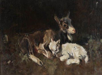 Willem Hendrik van der Nat (1864–1929) - Geitjes, Antiek en Kunst, Kunst | Schilderijen | Klassiek