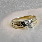 Bicolor gouden fantasie ring met diamant 0,21 ct., Gebruikt, Overige kleuren, 20 of groter, Heer