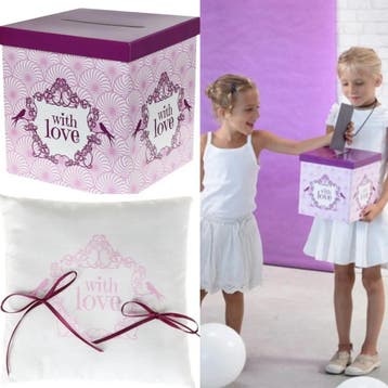 Vintage Pink bruidsset met moneybox en ringkussen nu 14,95, Hobby en Vrije tijd, Feestartikelen, Verzenden, Nieuw, Versiering