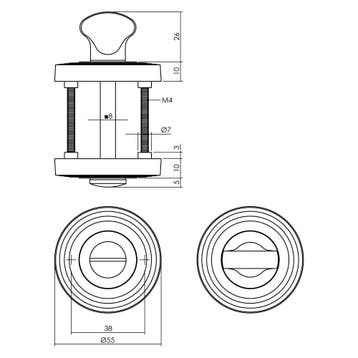 Intersteel Rozet met toilet-/badkamersluiting met ril - oud, Verzenden, Nieuw