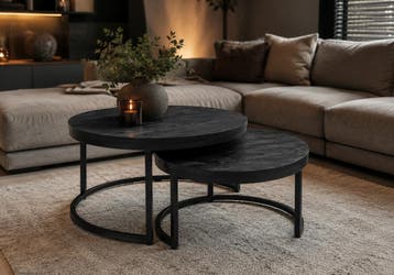 Salontafel S/2 Glasgow XL Mango black, Ophalen of Verzenden, Nieuw