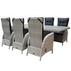 Menorca dining tuinset 220x100xH78 cm verstelbaar 7-delig, Tuin en Terras, Ophalen of Verzenden, Nieuw, Wicker