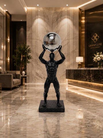 sculptuur, Luxury Atlas Man Holding Sphere Sculpture –
