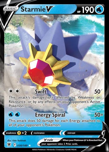 Starmie V 030/189 Astral Radiance, Hobby en Vrije tijd, Ophalen of Verzenden, Nieuw, Losse kaart, Foil