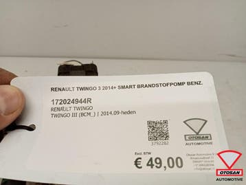 Renault Twingo 3 2014+ Smart Brandstofpomp Benz. 172024944R, Ophalen, Gebruikt, Renault